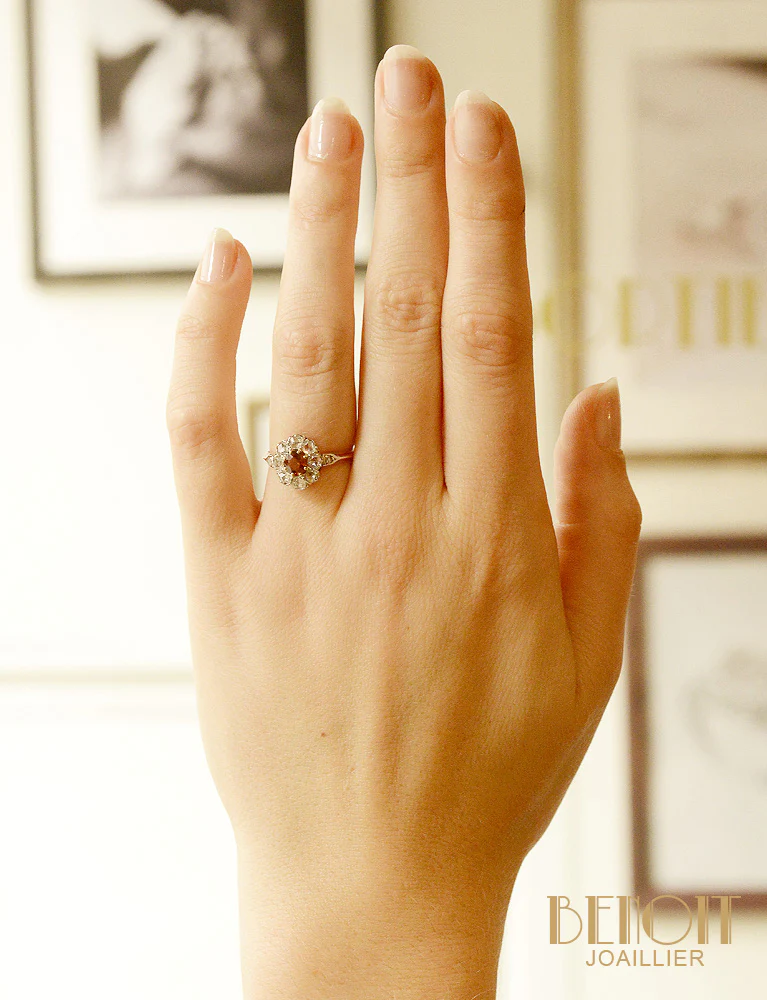 Bague Marguerite Citrine et Diamants - Image 6