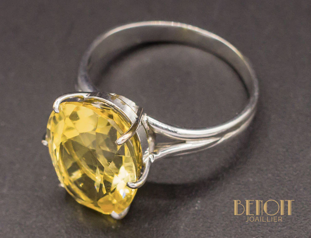 Bague Citrine Or Blanc - Image 4