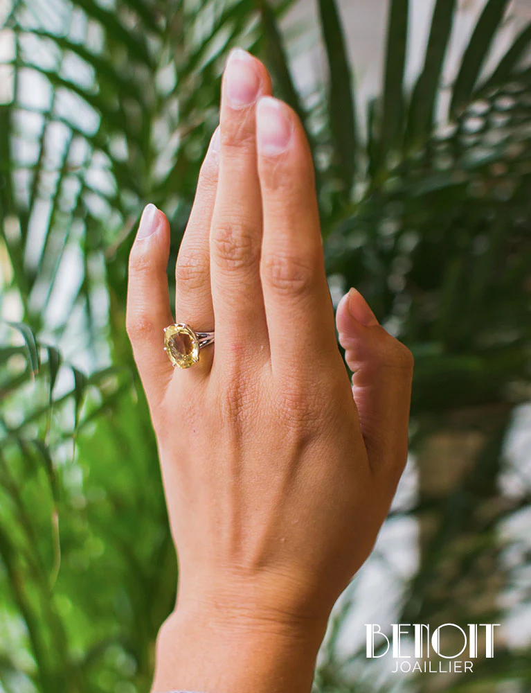 Bague Citrine Or Blanc - Image 7