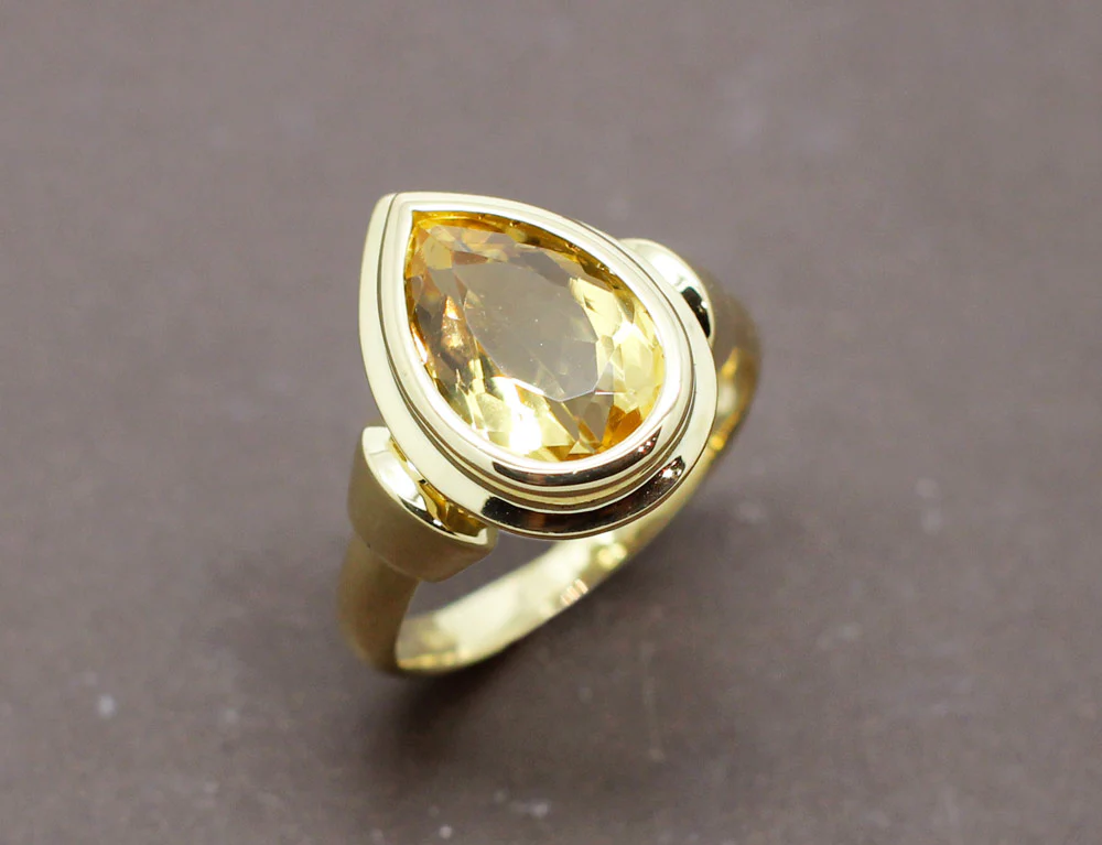 Bague Citrine Poire Or Jaune