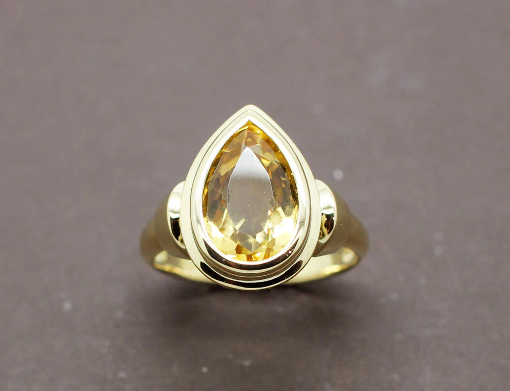 Bague Citrine Poire Or Jaune - Image 2