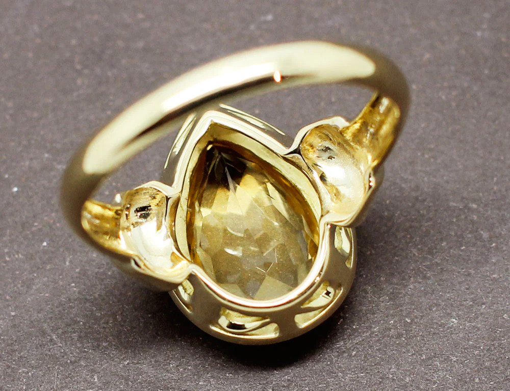 Bague Citrine Poire Or Jaune - Image 6