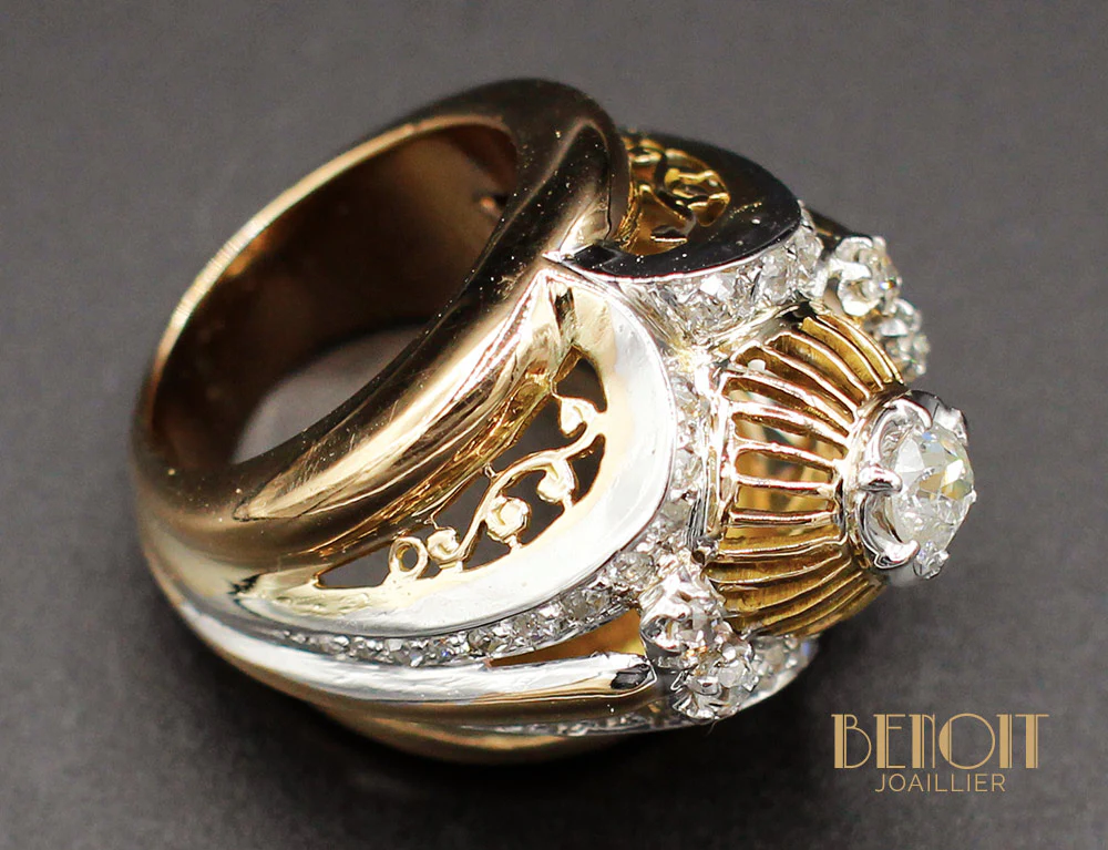 Bague Cocktail 1950 Or Diamant - Image 6