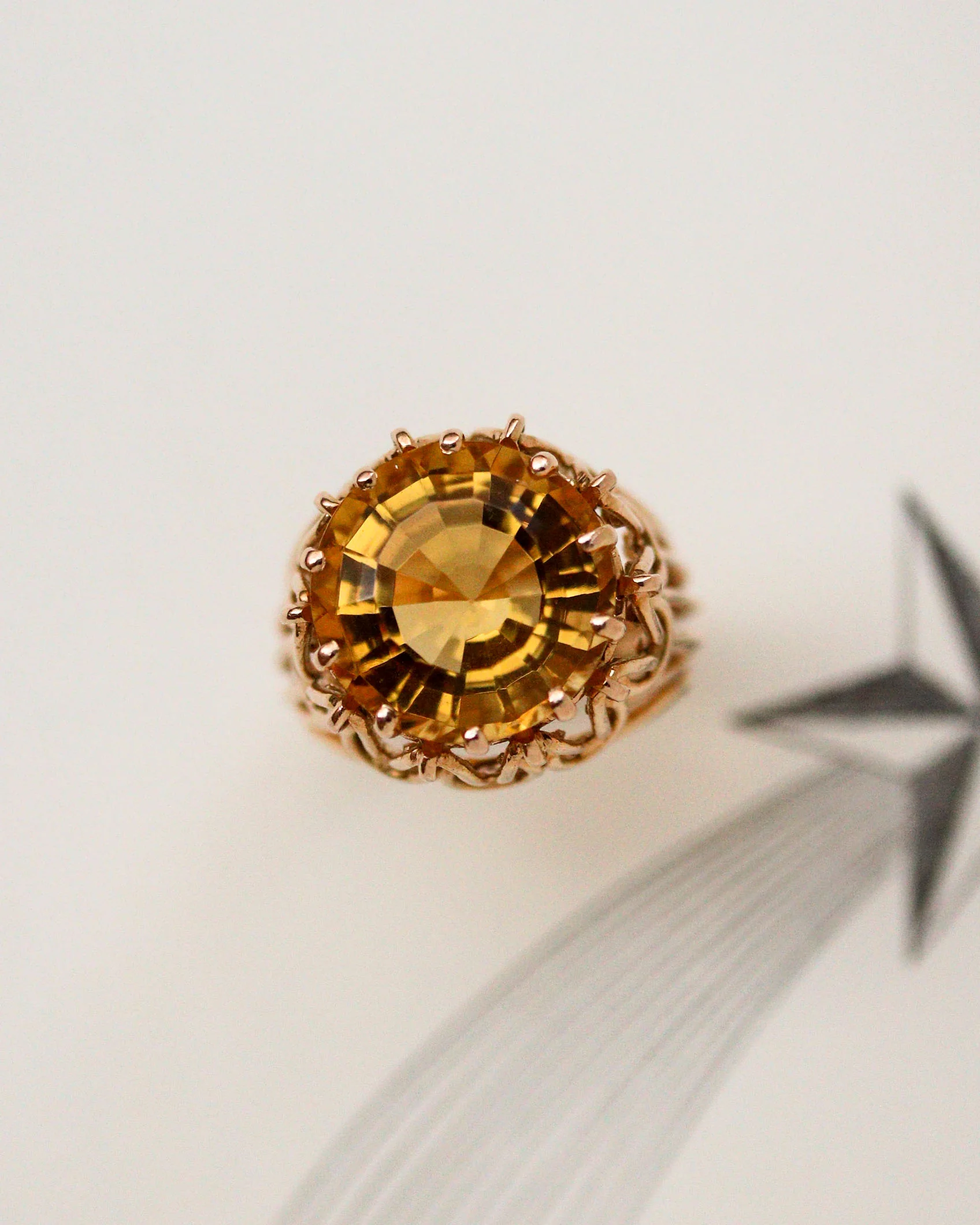 Bague Cocktail 1950 Or jaune Citrine - Image 6