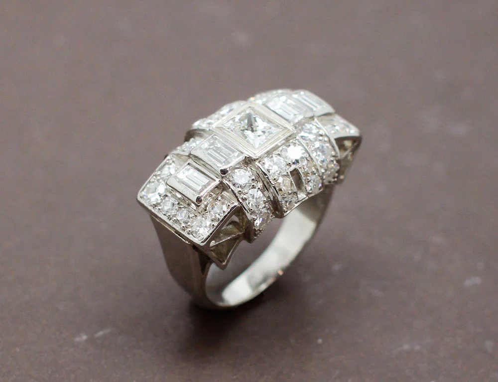 Bague Cocktail Art Déco Diamants