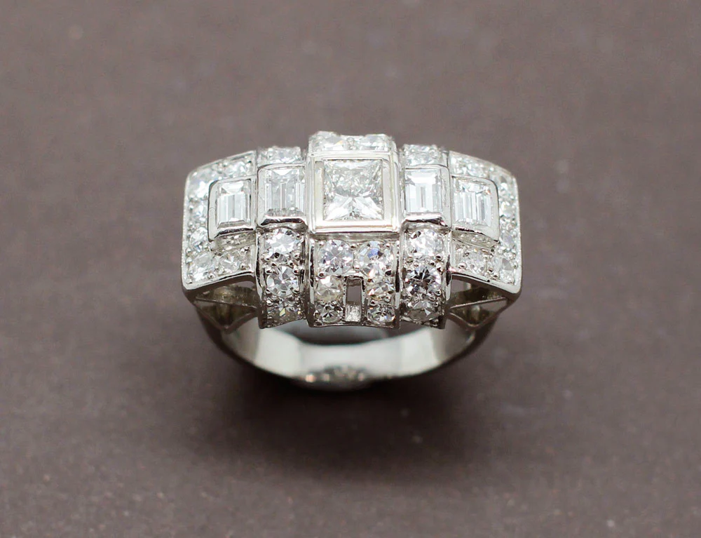 Bague Cocktail Art Déco Diamants - Image 2