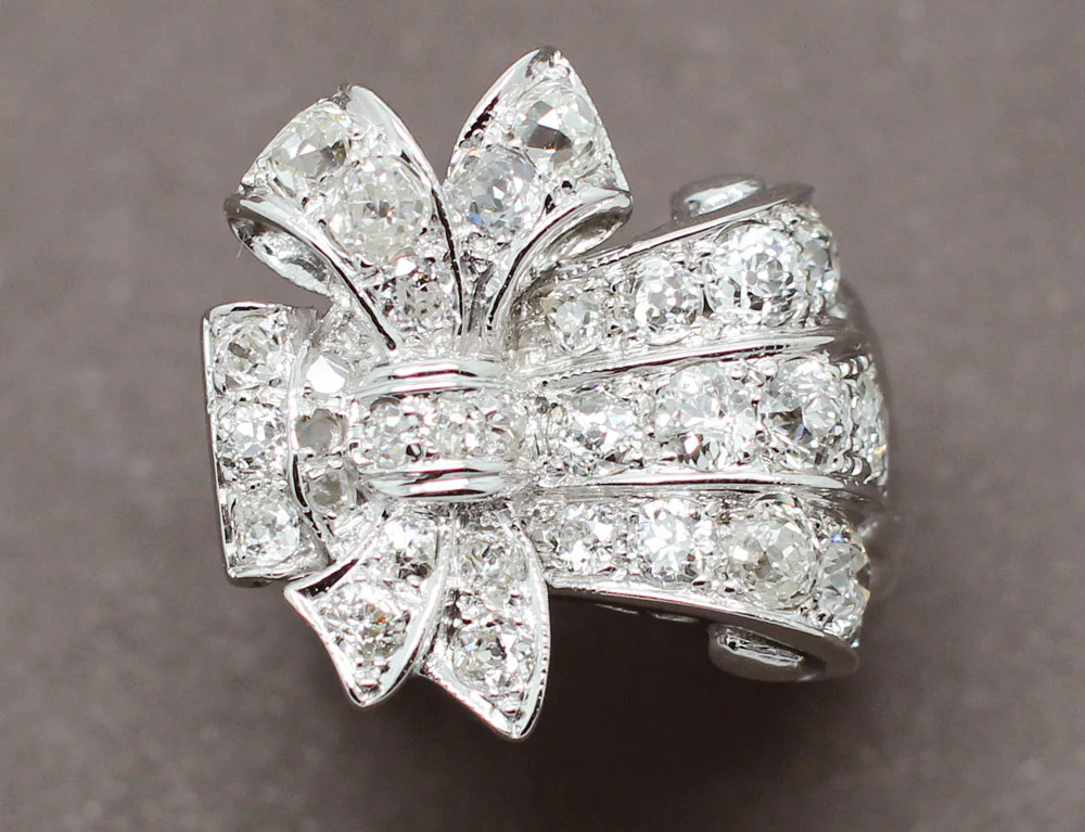 Bague Cocktail Art Déco Platine Diamants - Image 3