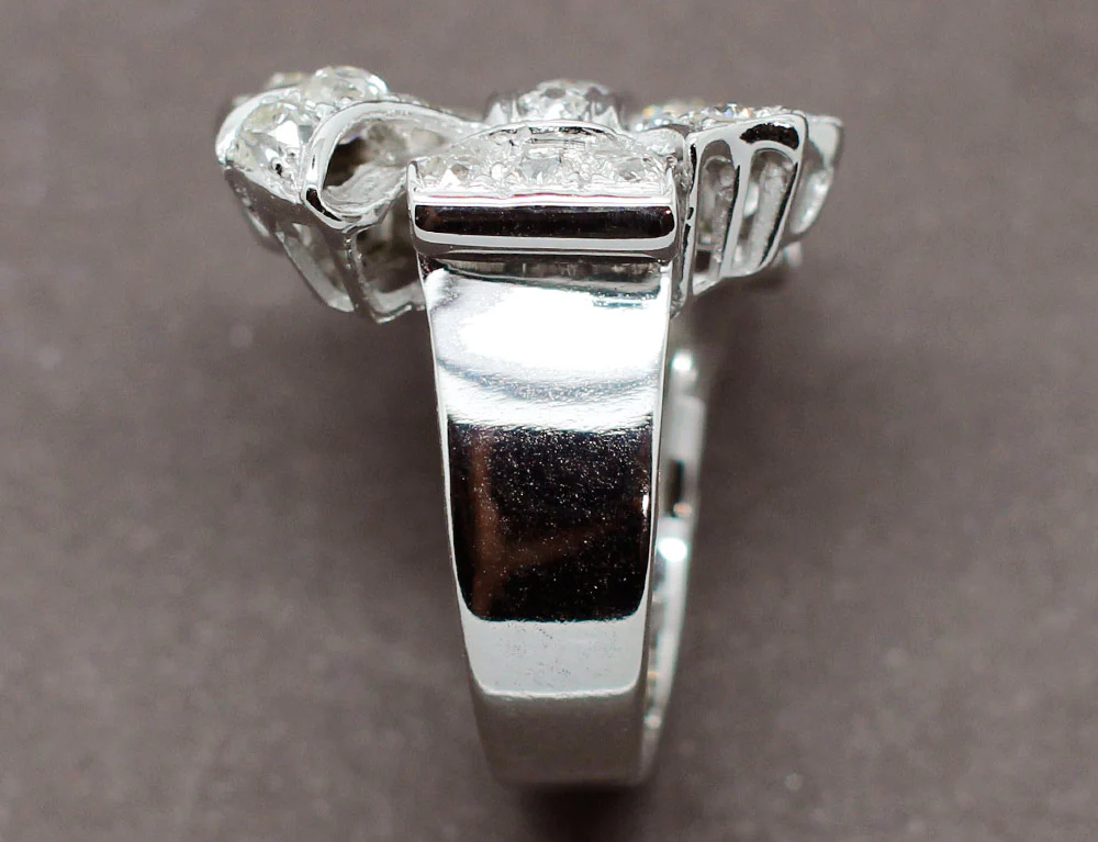 Bague Cocktail Art Déco Platine Diamants - Image 5