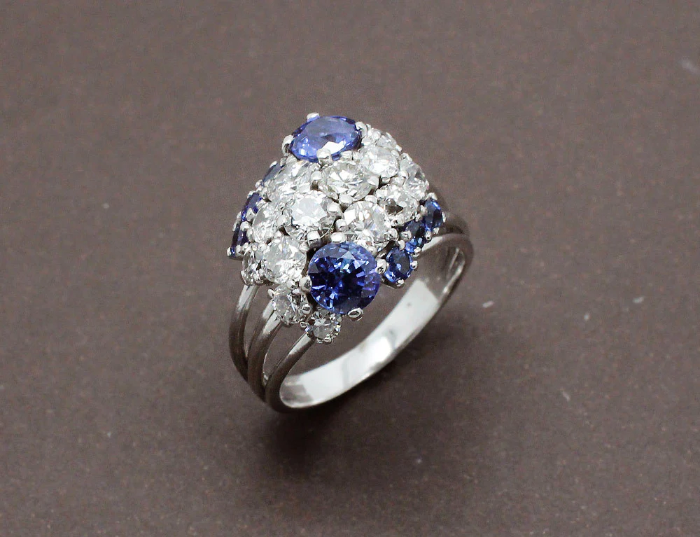 Bague Cocktail Diamants et Saphirs