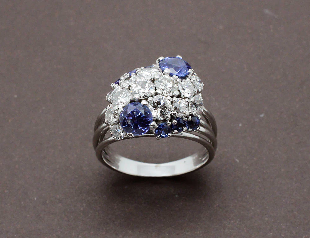Bague Cocktail Diamants et Saphirs - Image 2