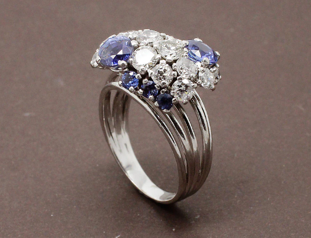 Bague Cocktail Diamants et Saphirs - Image 3