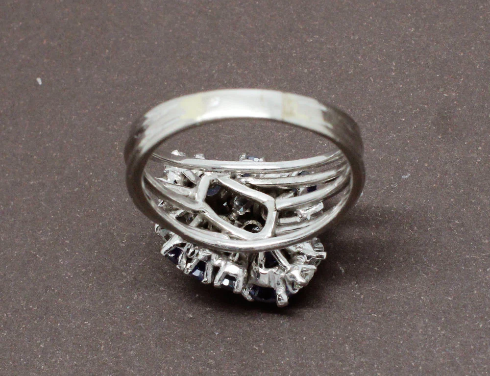 Bague Cocktail Diamants et Saphirs - Image 5