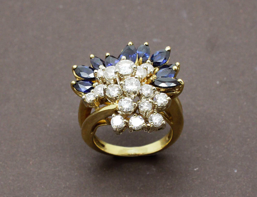 Bague Cocktail Diamants et Saphirs - Image 3