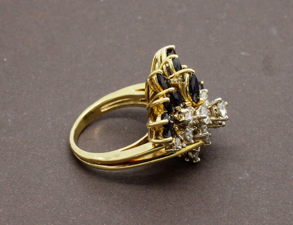 Bague Cocktail Diamants et Saphirs - Image 7