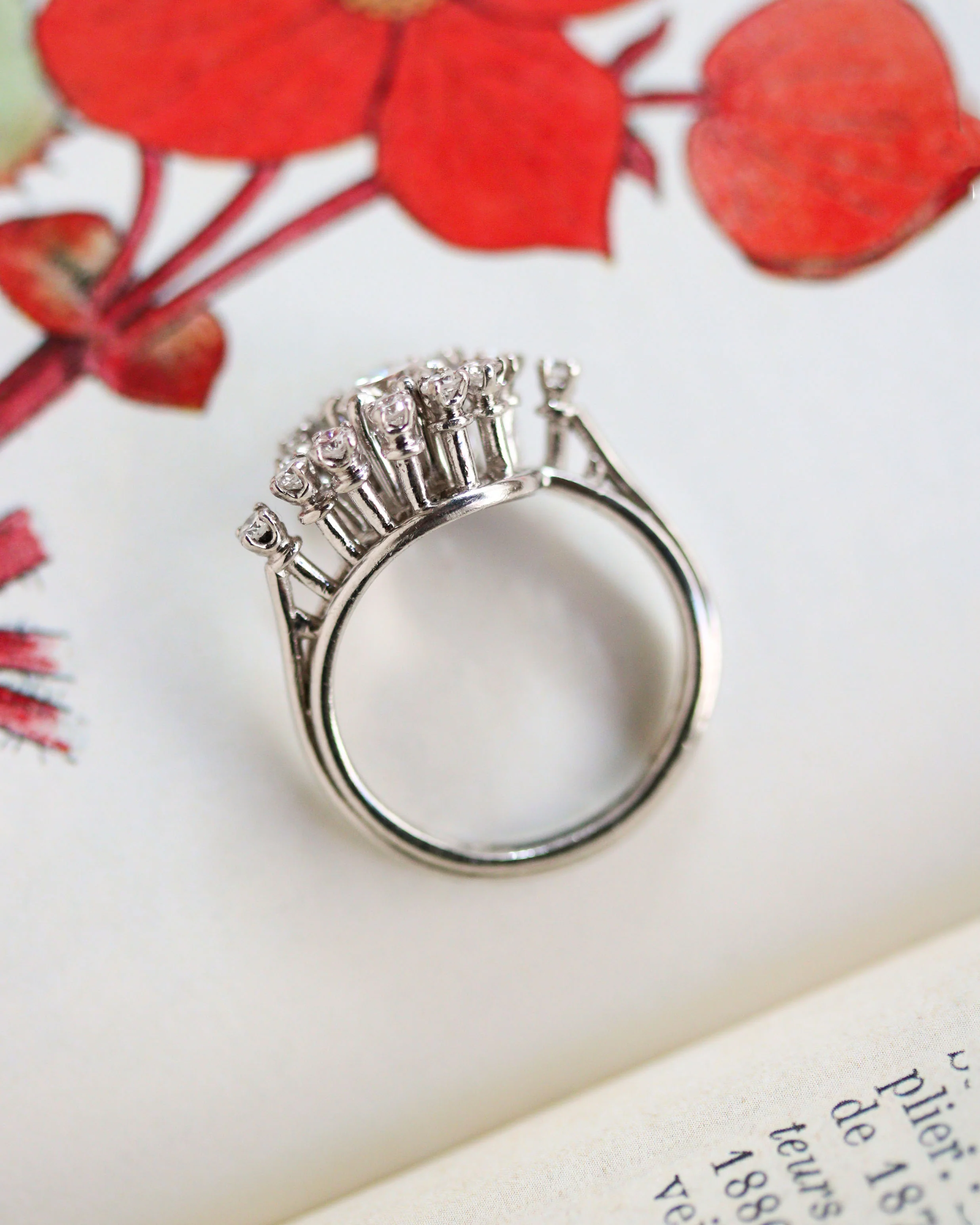 Bague Cocktail Diamants Or et Platine - Image 4
