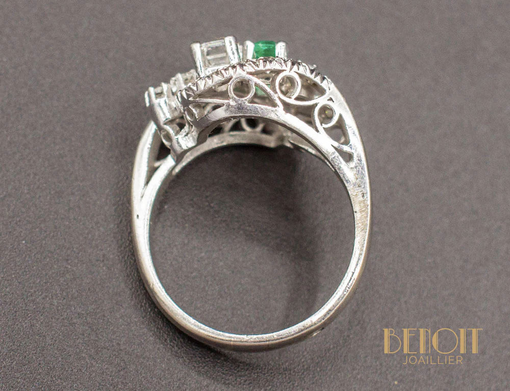 Bague Cocktail Emeraude Diamants - Image 4