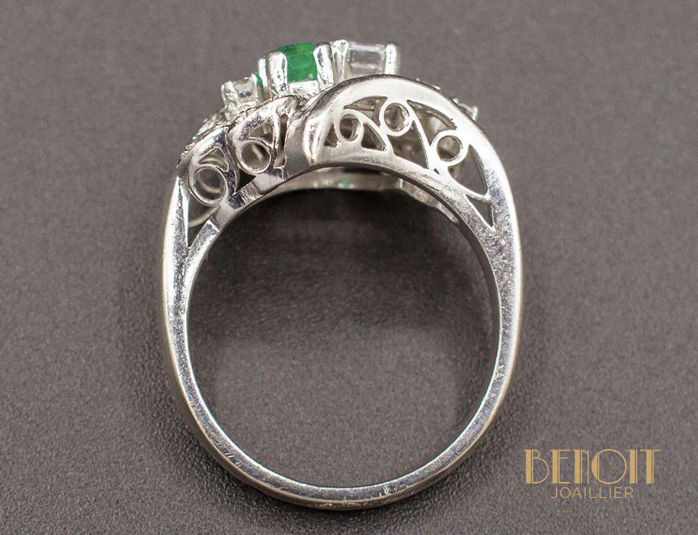 Bague Cocktail Emeraude Diamants - Image 5