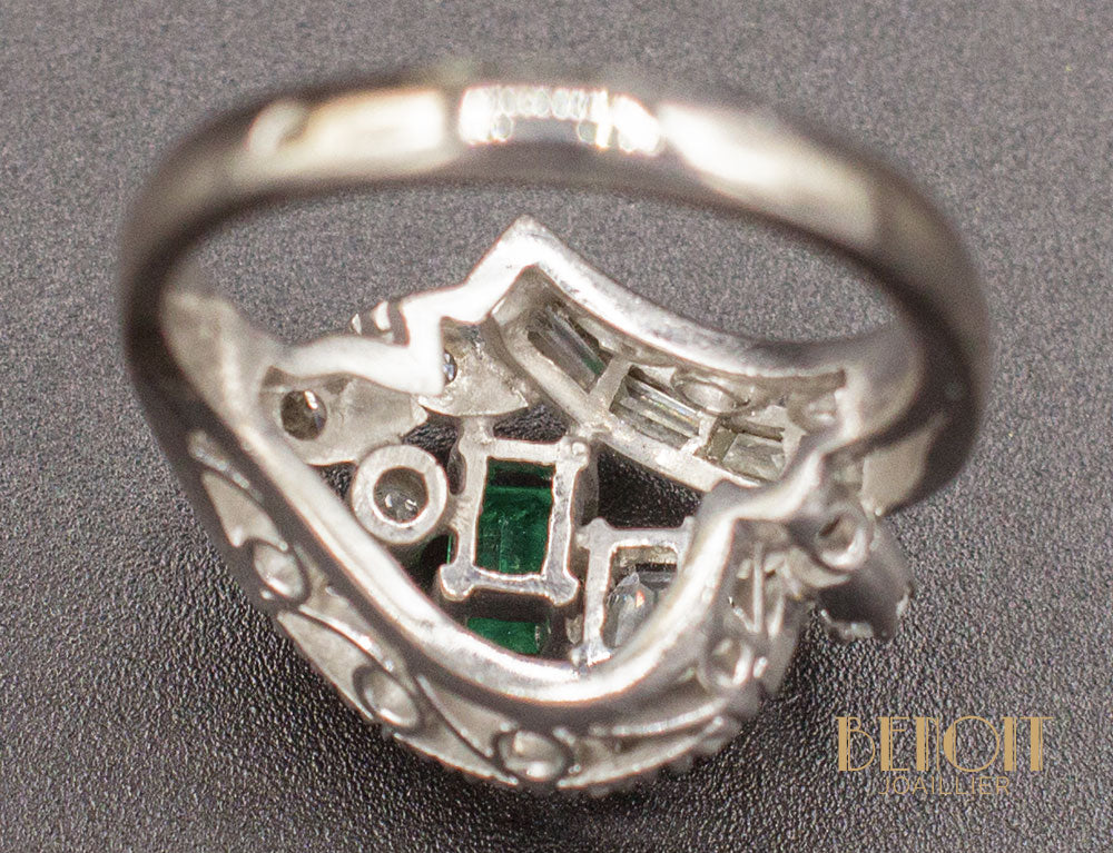 Bague Cocktail Emeraude Diamants - Image 6
