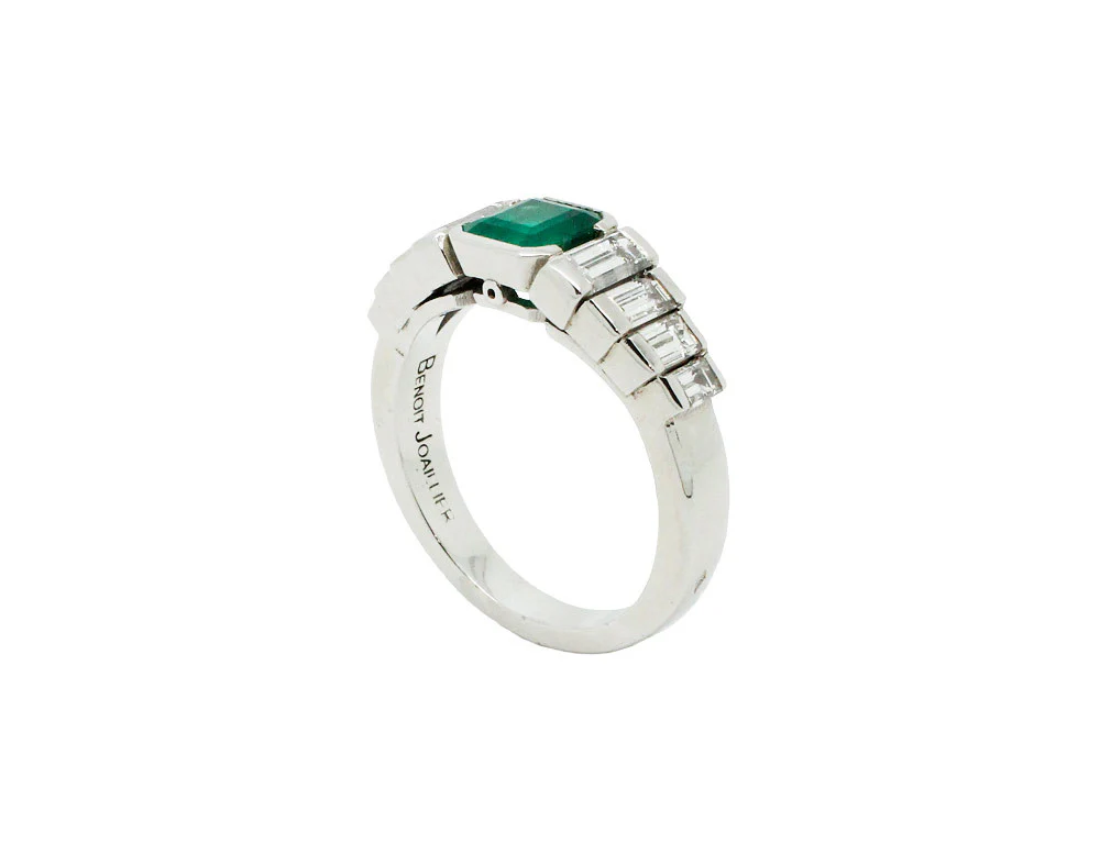 Bague Création Benoit Joaillier Emeraude et Diamants Baguette - Image 3
