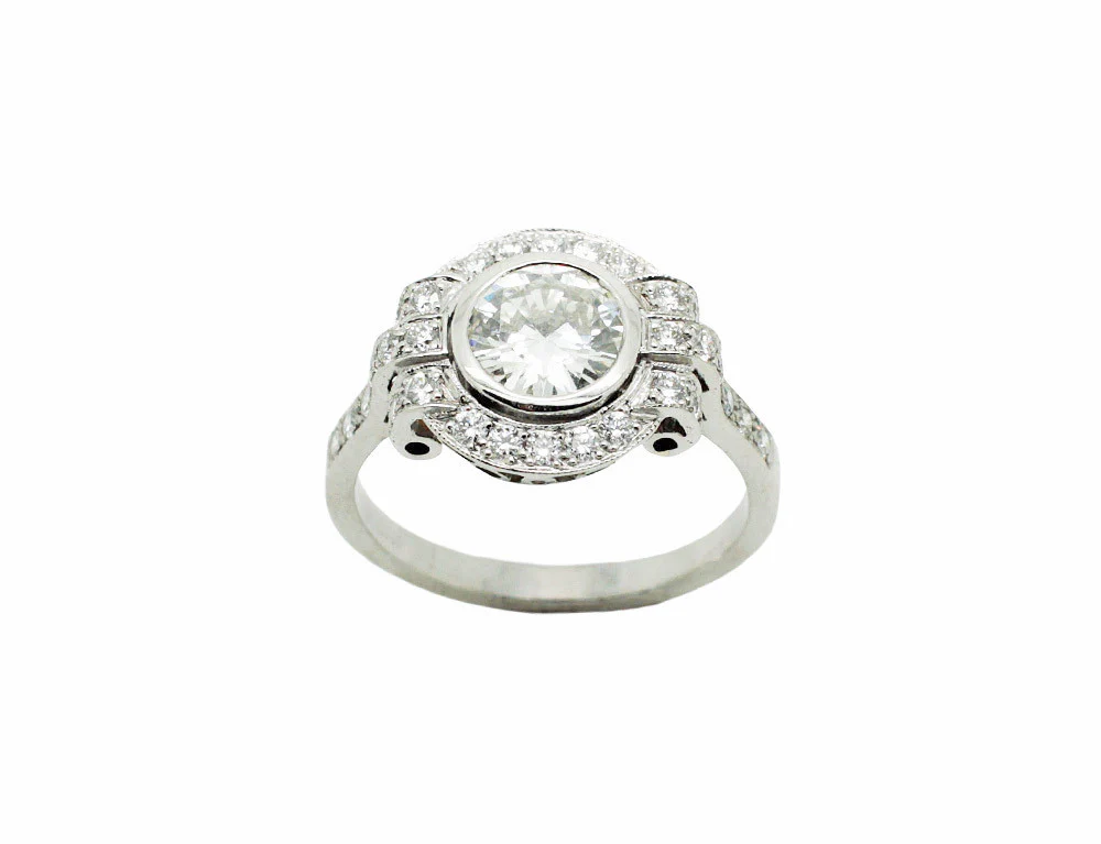 Bague Création Benoit Joaillier "Ronde Art Déco" Diamant H-VS1 1,04ct - Image 2