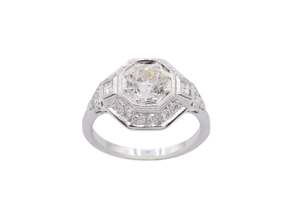Bague Création Benoît Joaillier "Art Déco Palmettes Gravées" Diamant - Image 2