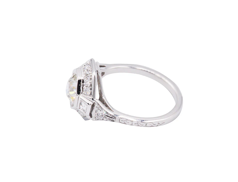 Bague Création Benoît Joaillier "Art Déco Palmettes Gravées" Diamant - Image 4