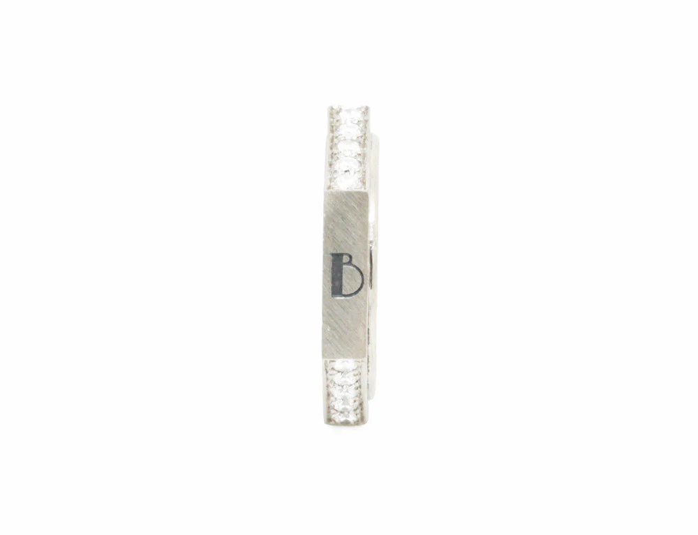 Bague Création Benoit Joaillier "Atelier B : L'Alliance Écrou Pavée" Or Gris Brossé - Image 3