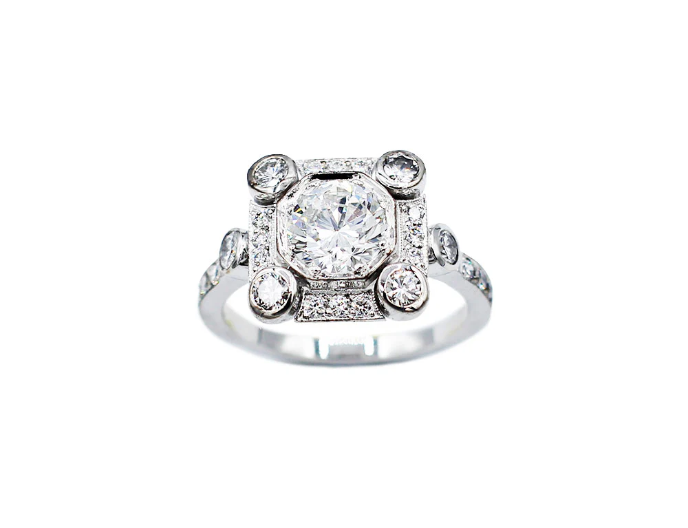 Bague Création Benoit Joaillier "Carré Art Déco" Diamant 1,06ct F-VVS1 - Image 2