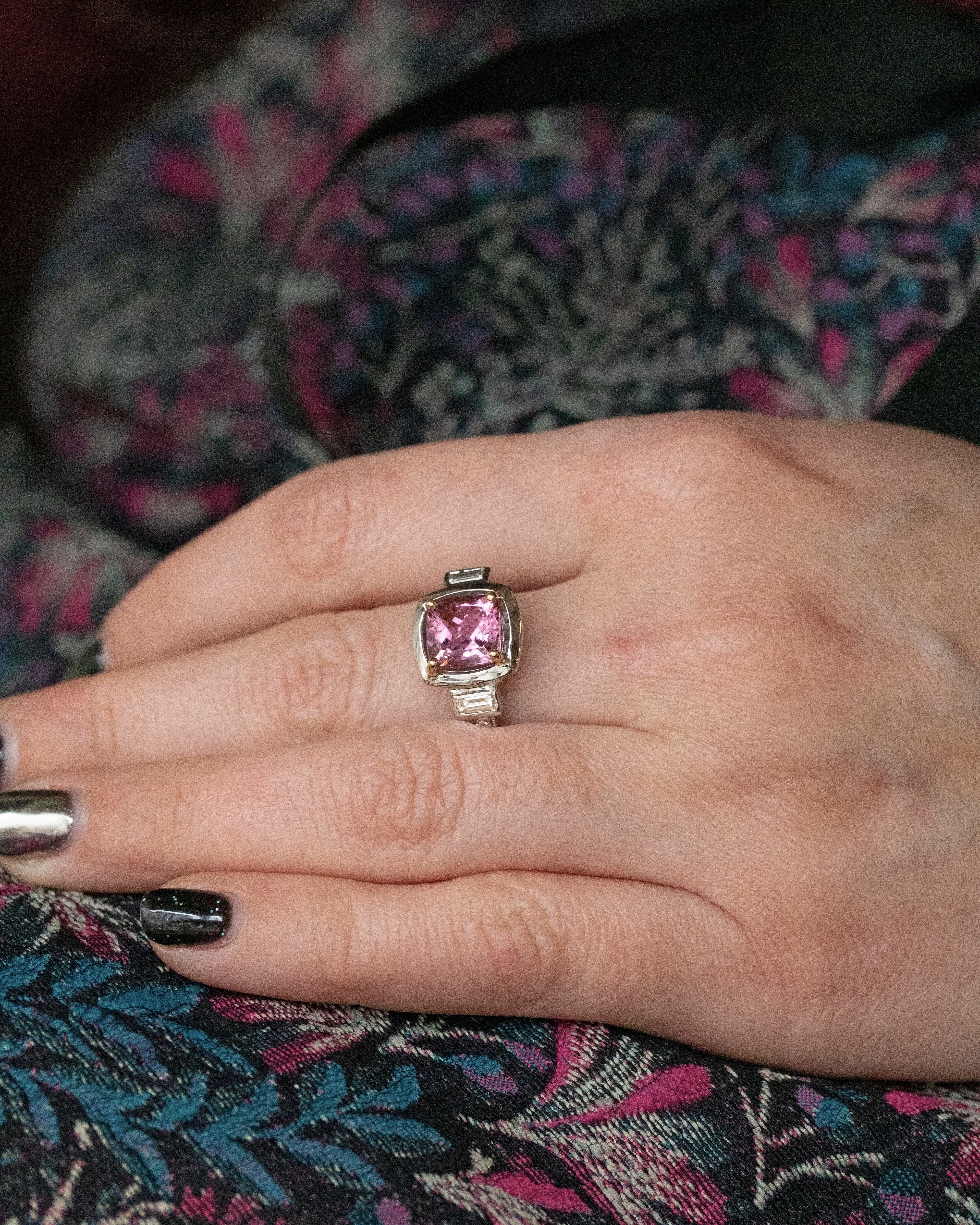 Bague Création Benoit Joaillier "Morganite Escaliers Baguettes Diamants" - Image 6