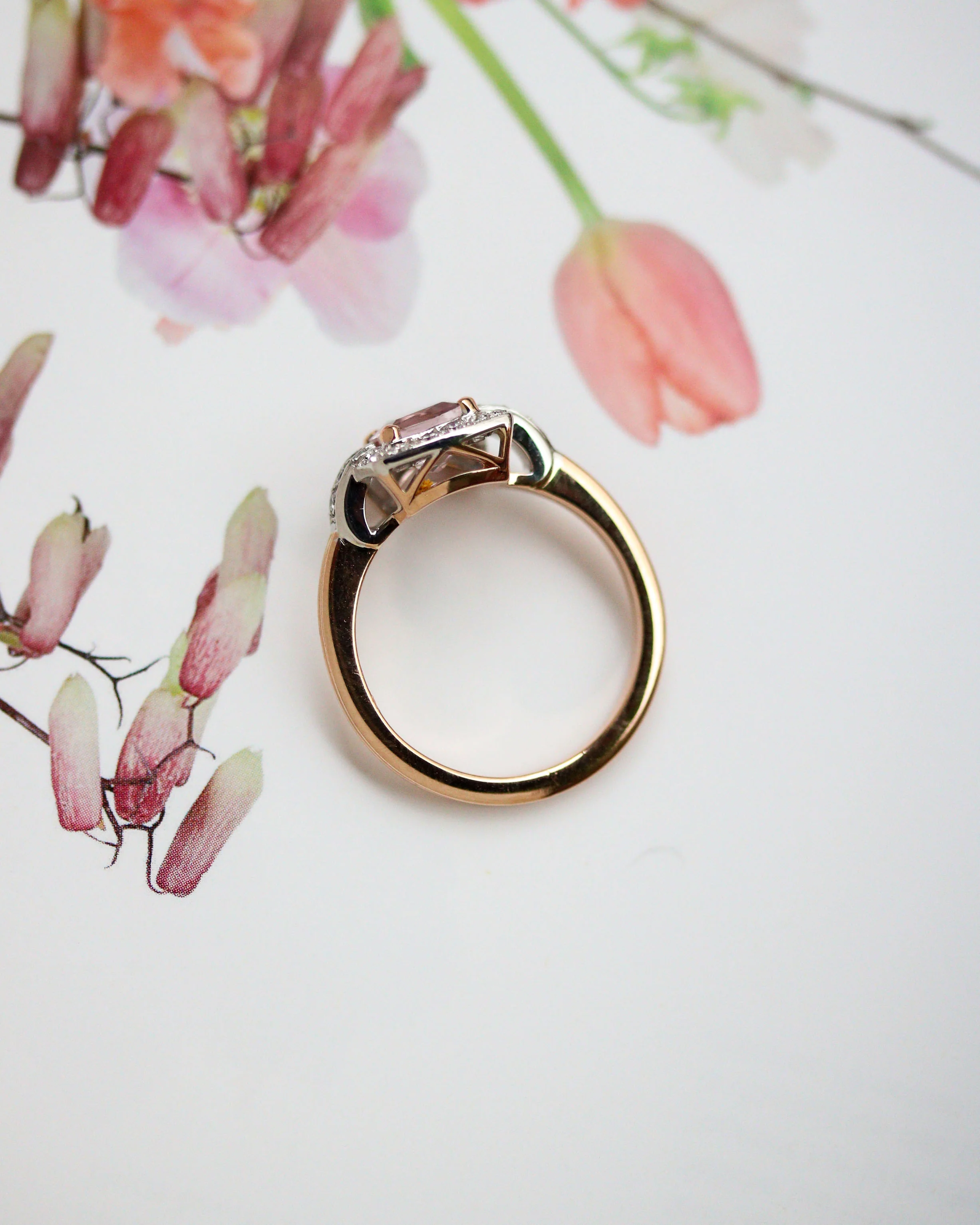 Bague Création Benoit Joaillier "Carré Art Déco" Tourmaline rose - Image 6