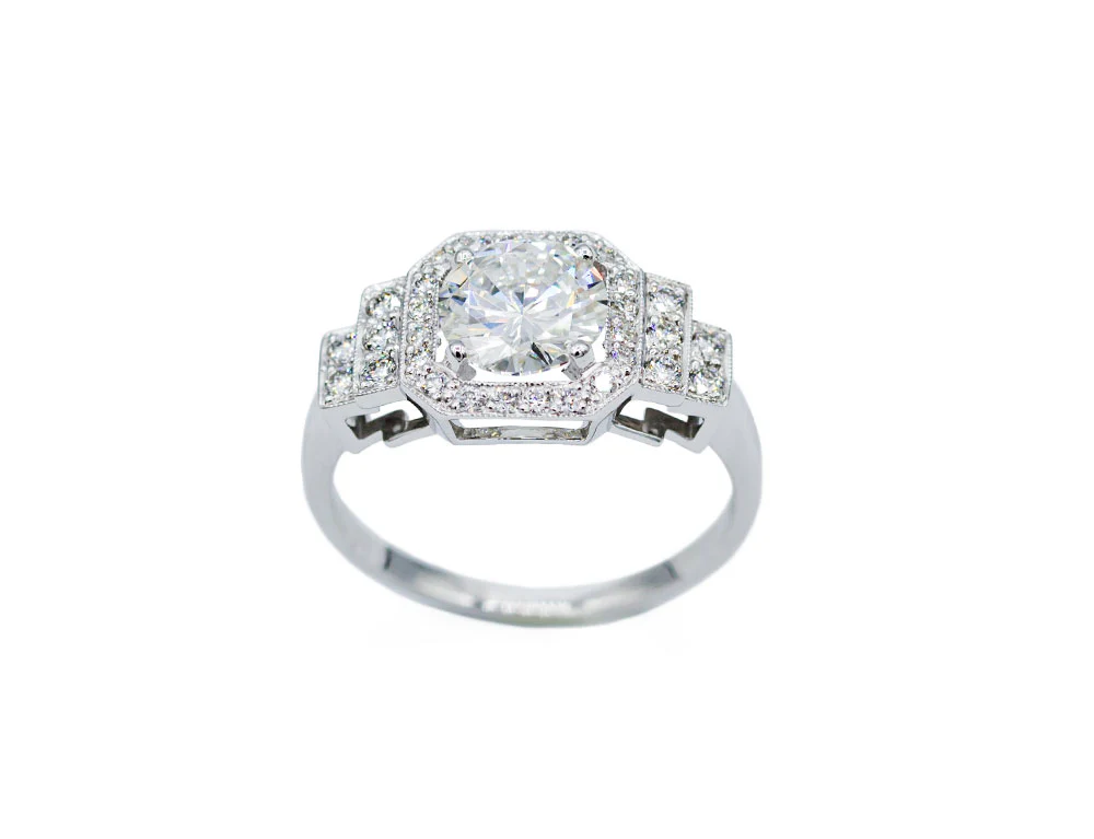 Bague Création Benoit Joaillier "Classique Art Déco" Diamant 1,01ct F-SI2 - Image 2