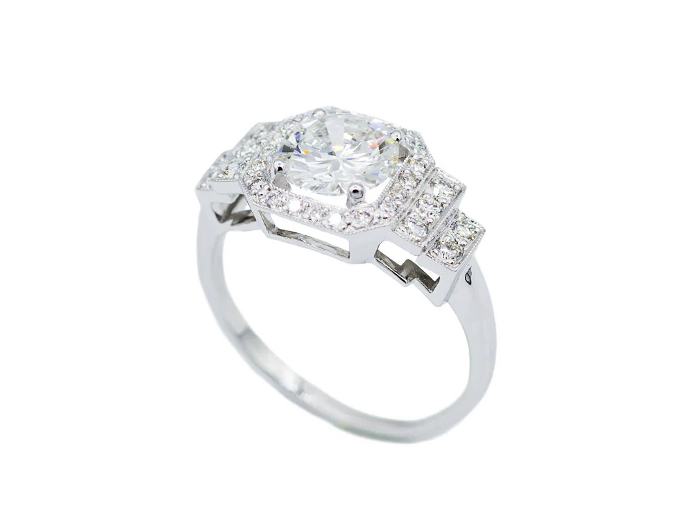 Bague Création Benoit Joaillier "Classique Art Déco" Diamant 1,01ct F-SI2 - Image 3