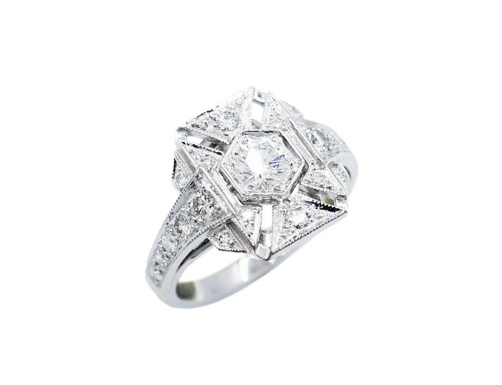 Bague Création Benoit Joaillier "Plateau Rectangle" Diamant 0,38ct F-LC