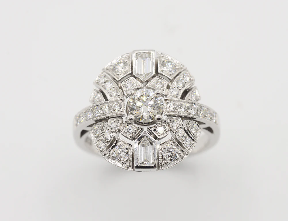 Bague Création Benoît Joaillier "Ronde Style Art Déco" Diamant 0,45 carat - Image 2