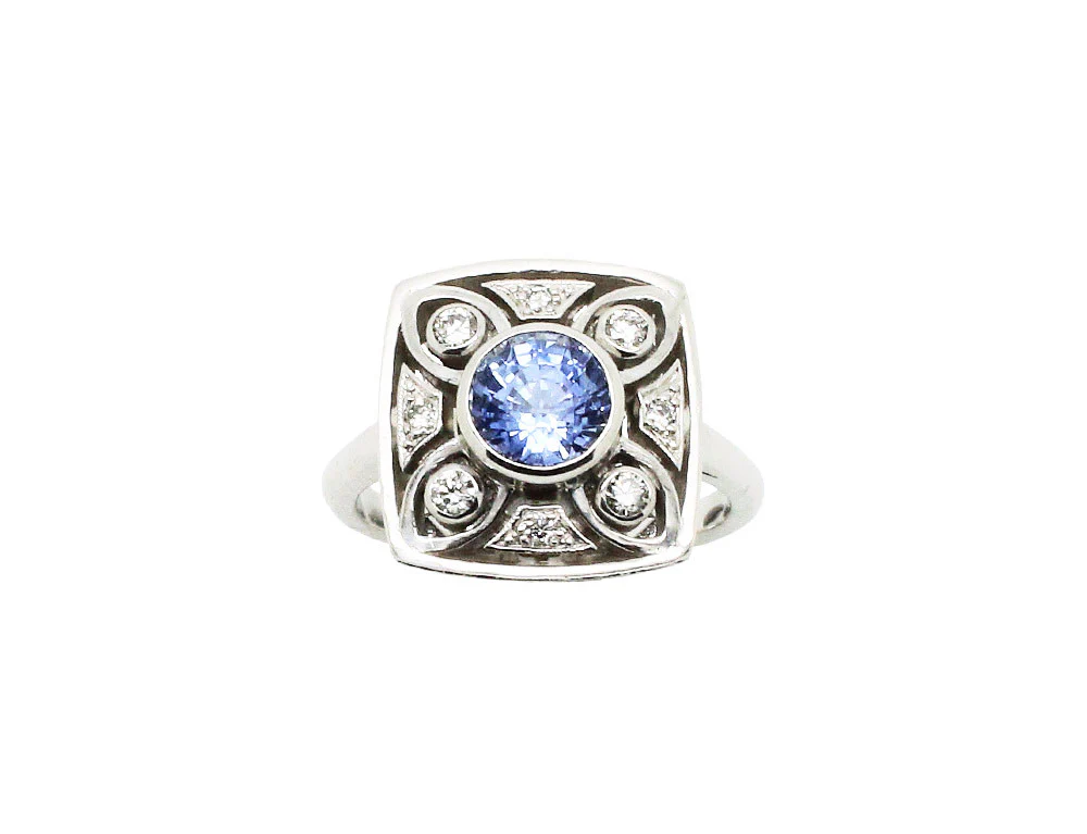 Bague Création Benoit Joaillier "Revisitée" Saphir et Diamants - Image 2