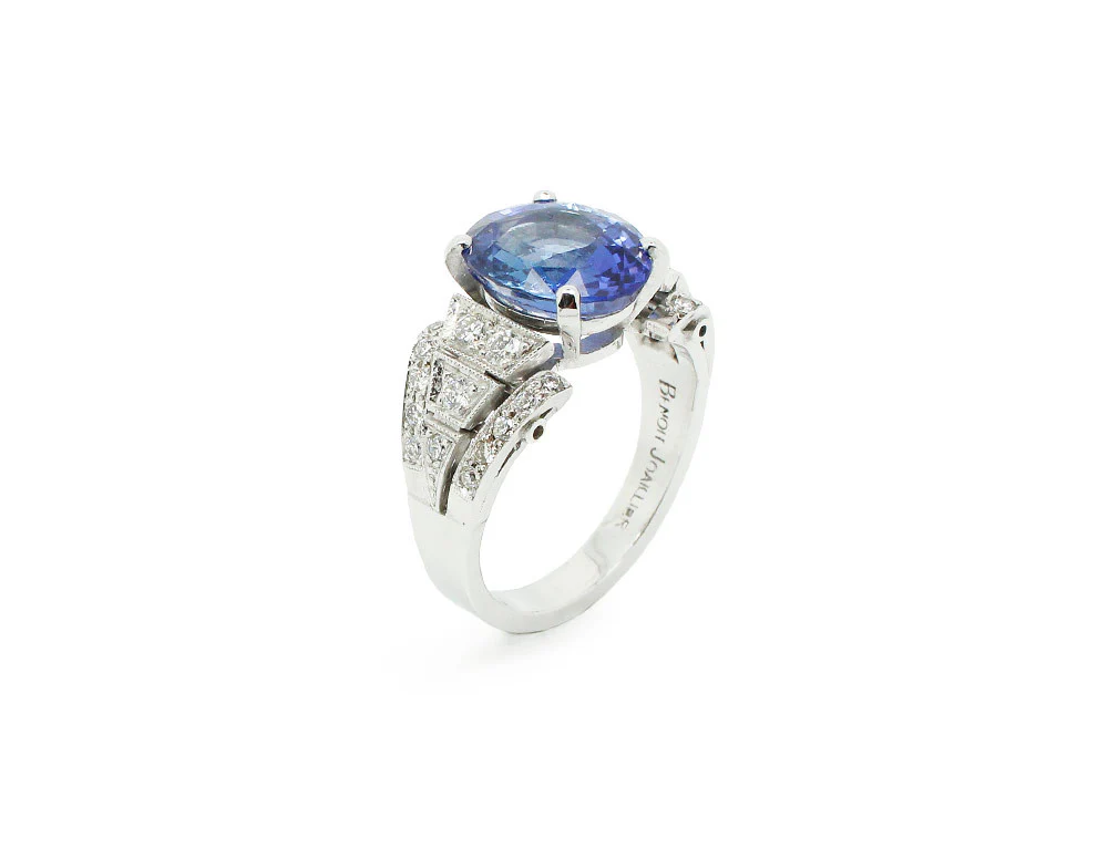 Bague Création Benoit Joaillier Saphir et Diamants - Image 3