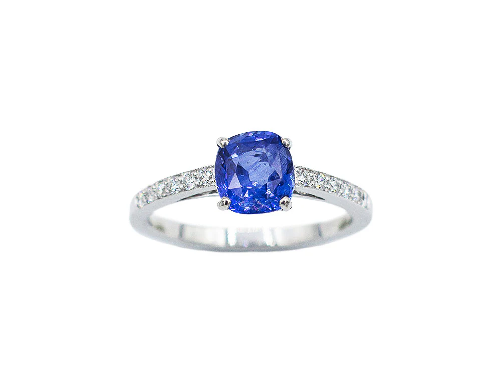 Bague Création Benoit Joaillier "Solitaire Coussin" Saphir Ceylan - Image 2