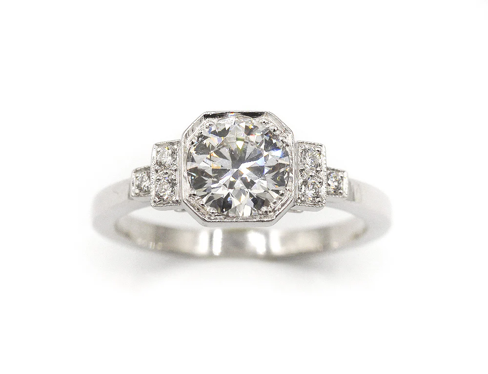 Bague Création Benoit Joaillier "Solitaire Diamant Escaliers Art Déco" Diamant 1,03 ct F-VS1 - Image 2