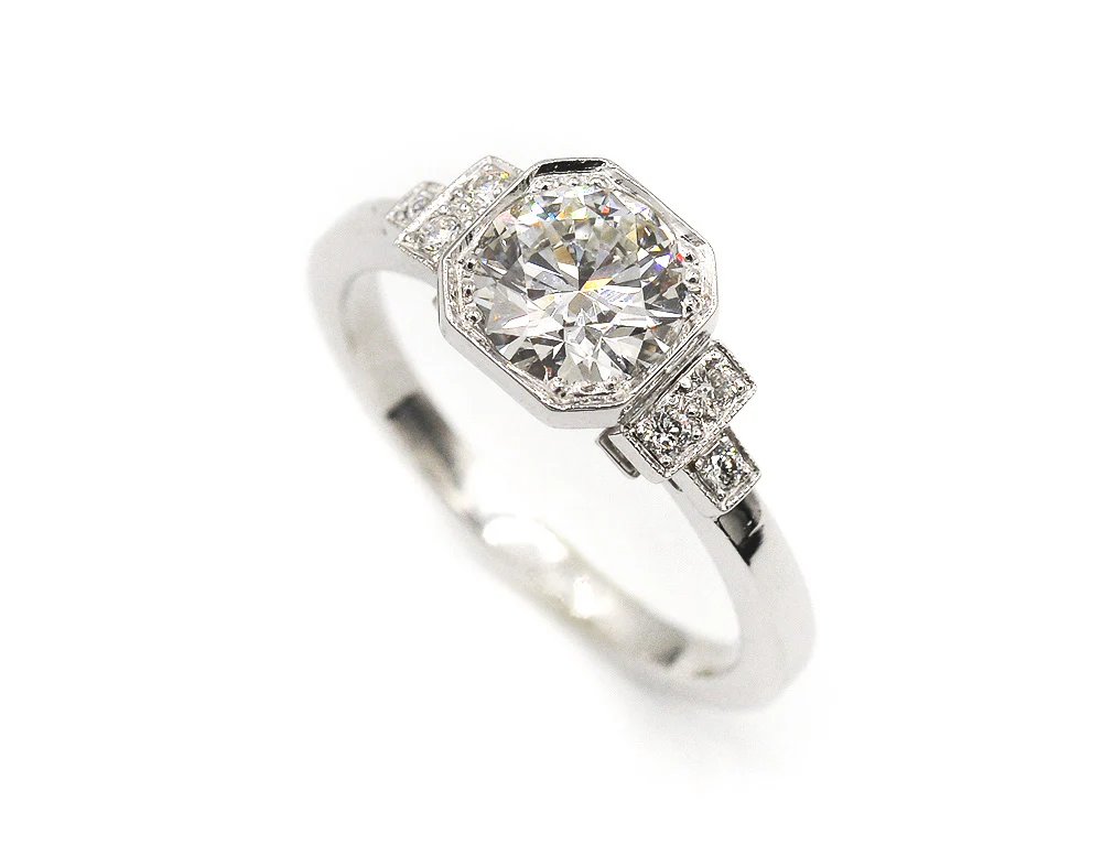 Bague Création Benoit Joaillier "Solitaire Diamant Escaliers Art Déco" Diamant 1,03 ct F-VS1 - Image 3