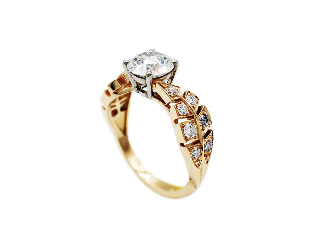 Bague Création Benoit Joaillier "Solitaire Plumes" Diamant 1ct F-VS1 - Image 3
