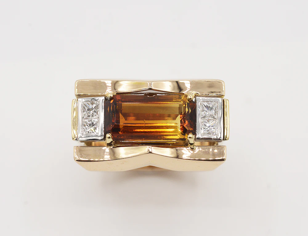 Bague Création Benoit Joaillier "Style Tank" Citrine Bicolore 3,29 cts - Image 2