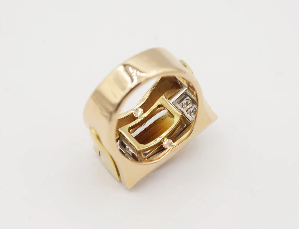 Bague Création Benoit Joaillier "Style Tank" Citrine Bicolore 3,29 cts - Image 4