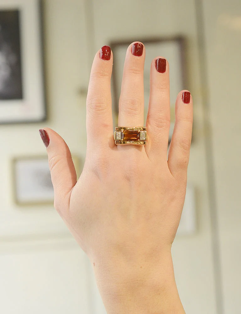 Bague Création Benoit Joaillier "Style Tank" Citrine Bicolore 3,29 cts - Image 5