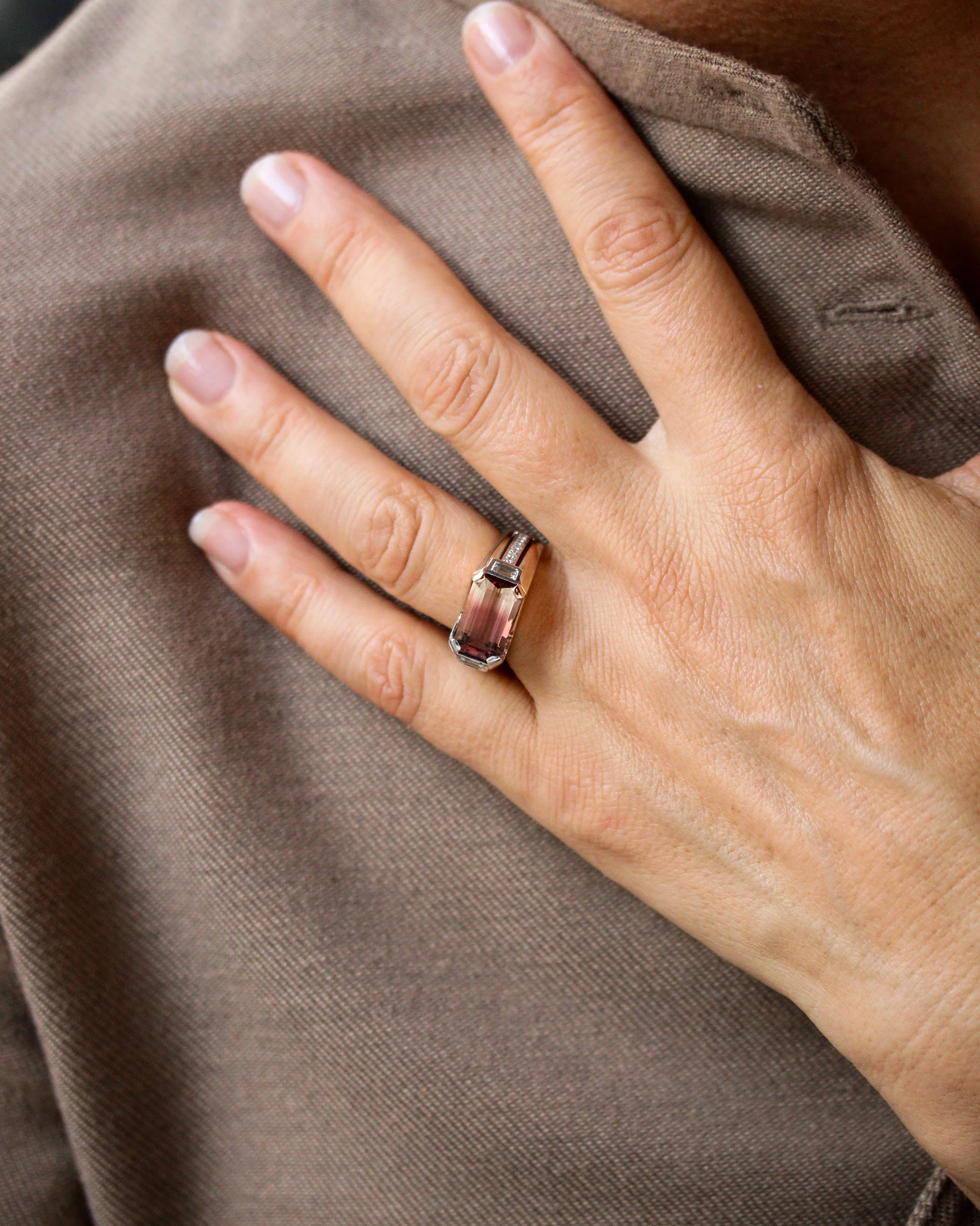 Bague Création Benoit Joaillier "Style Tank" Tourmaline 4,36 cts - Image 8