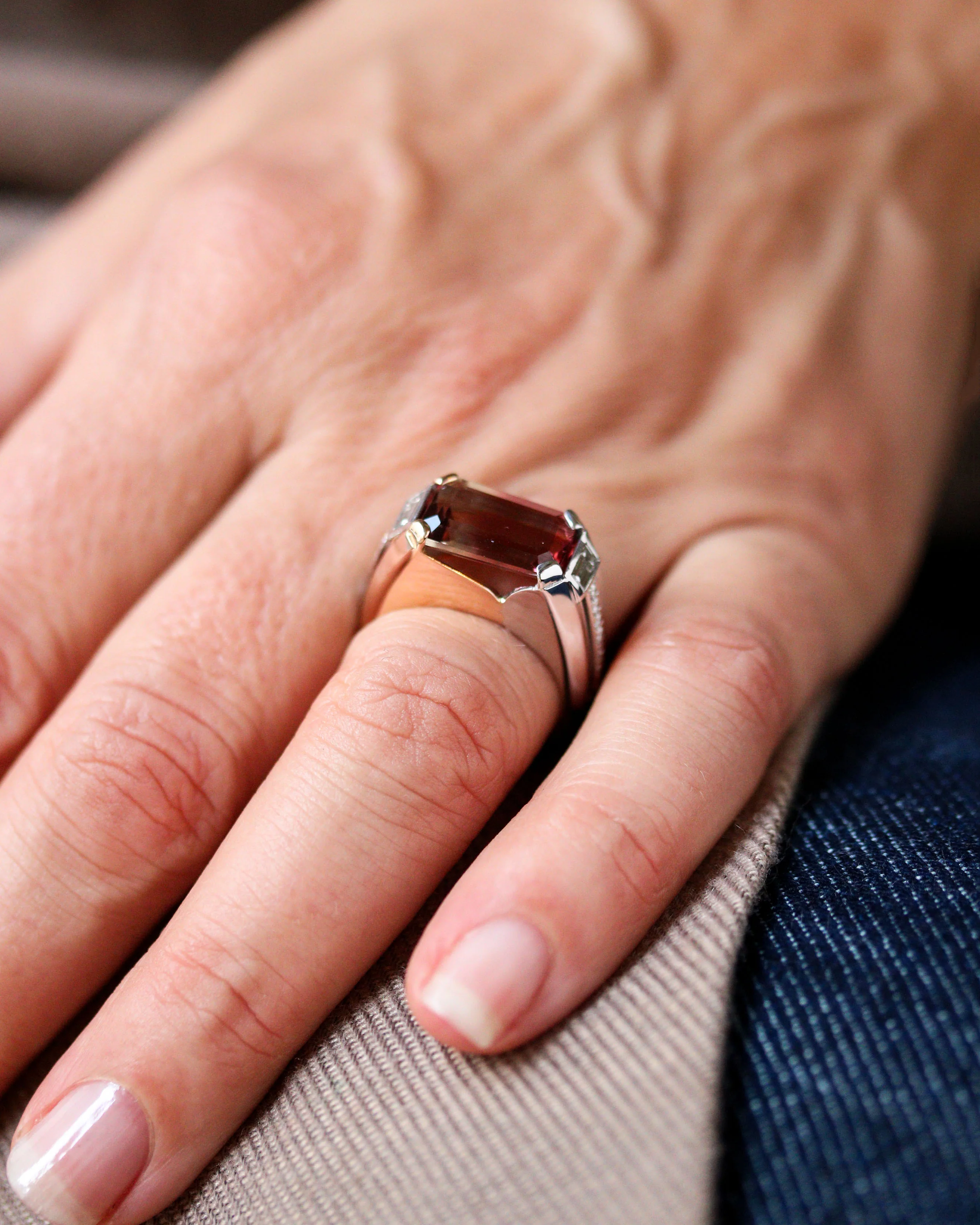 Bague Création Benoit Joaillier "Style Tank" Tourmaline 4,36 cts - Image 9