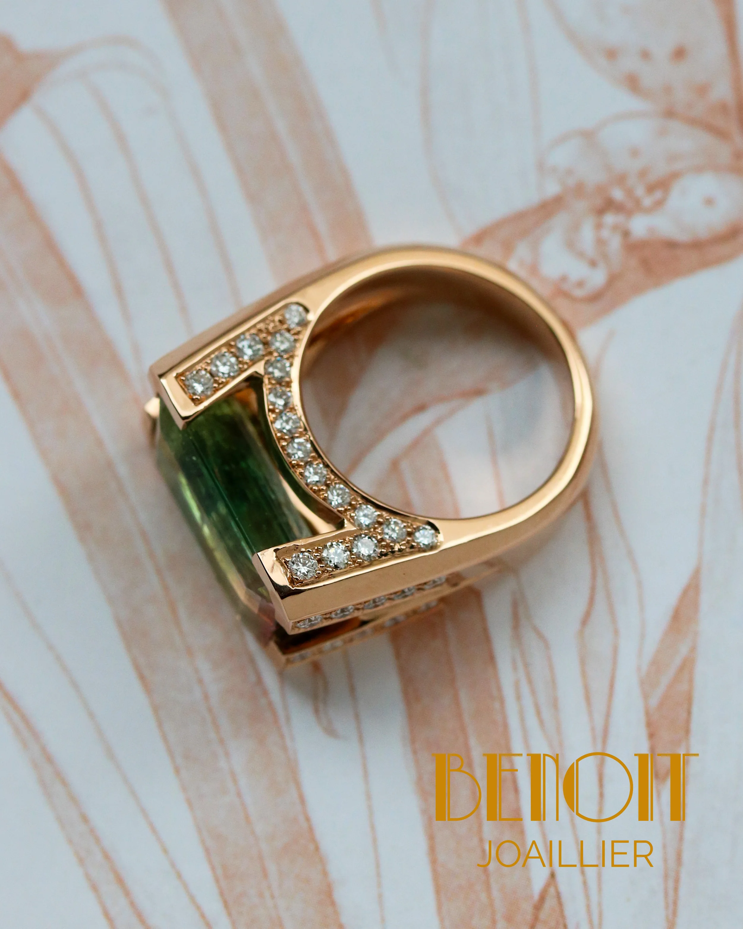 Bague Création Benoit Joaillier "Style Tank" Tourmaline Bicolore 9,53 cts - Image 4