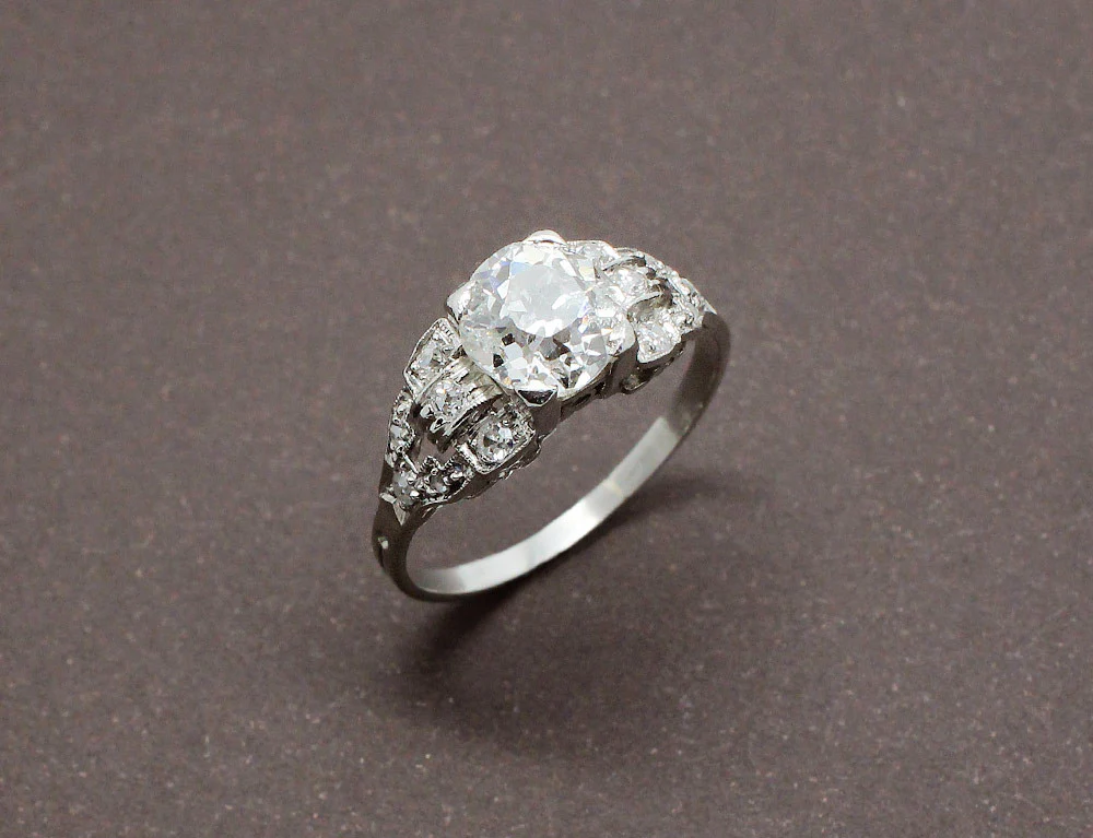 Bague de Fiançailles Art Déco Diamant et Or Blanc