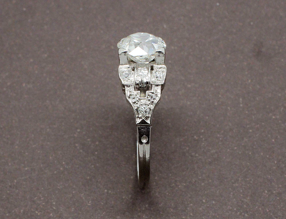 Bague de Fiançailles Art Déco Diamant et Or Blanc - Image 6