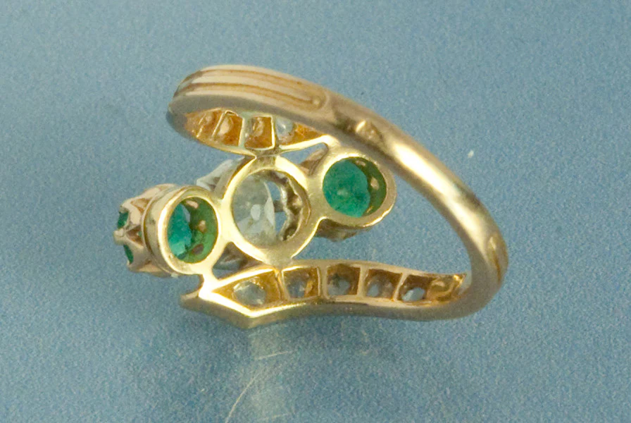 Bague Diamant Émeraude 1920 - Image 2