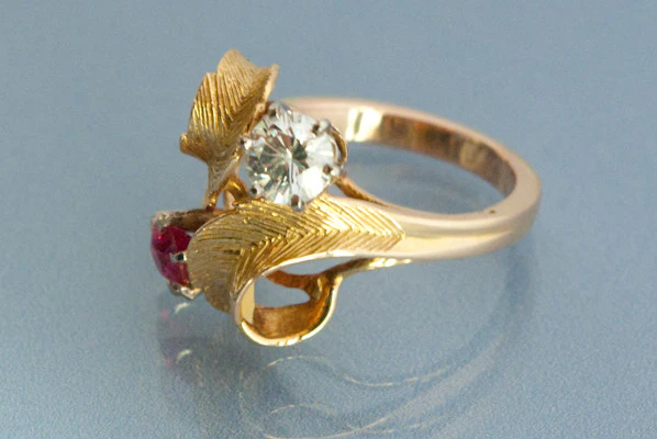 Bague Diamant et rubis 1950 - Image 3